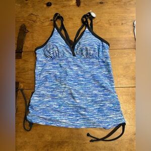 Woman’s Free Country V Neck Tankini Blue Swim-top Size Large